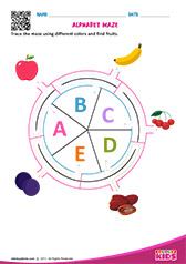 Alphabet Fruits Maze A to E